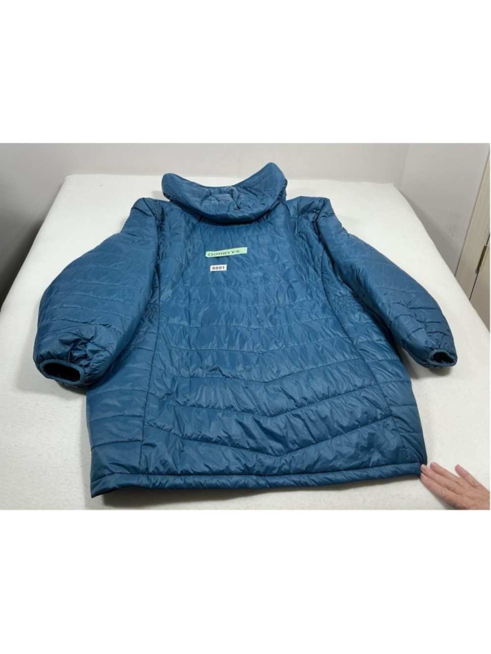 Womans NWT Catherines Packable Light Weight Hooded Jacket 5X Blue - Picture 2 of 6